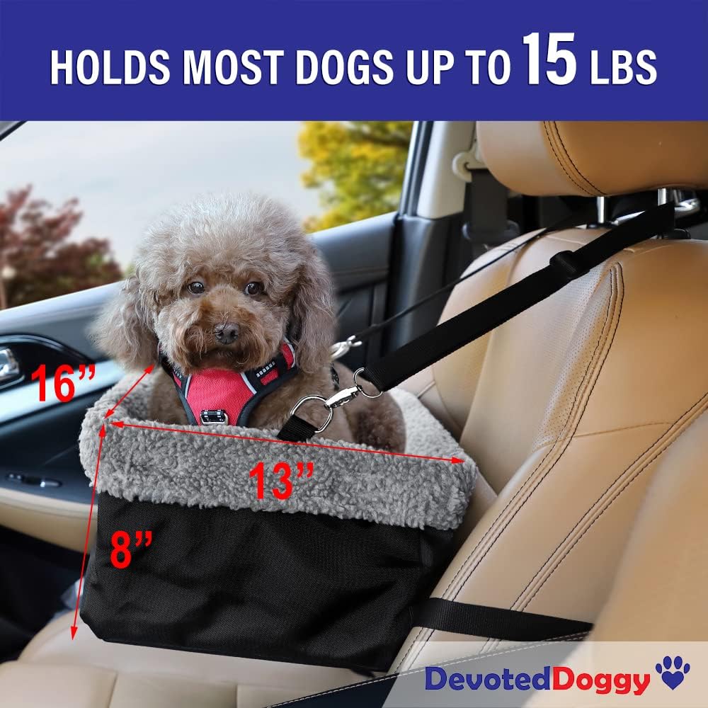 Devoted Doggy Deluxe Dog Booster Car Seat Padded Cushioning Black-Grey NEW