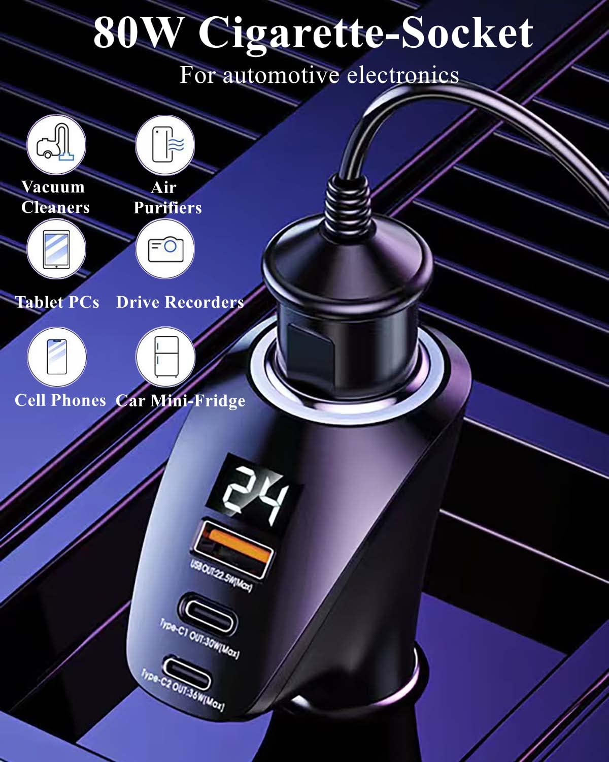 SNIYVDO 5-in-1 Automobile Chargers USB Car Charger Adapter with Fast NEW