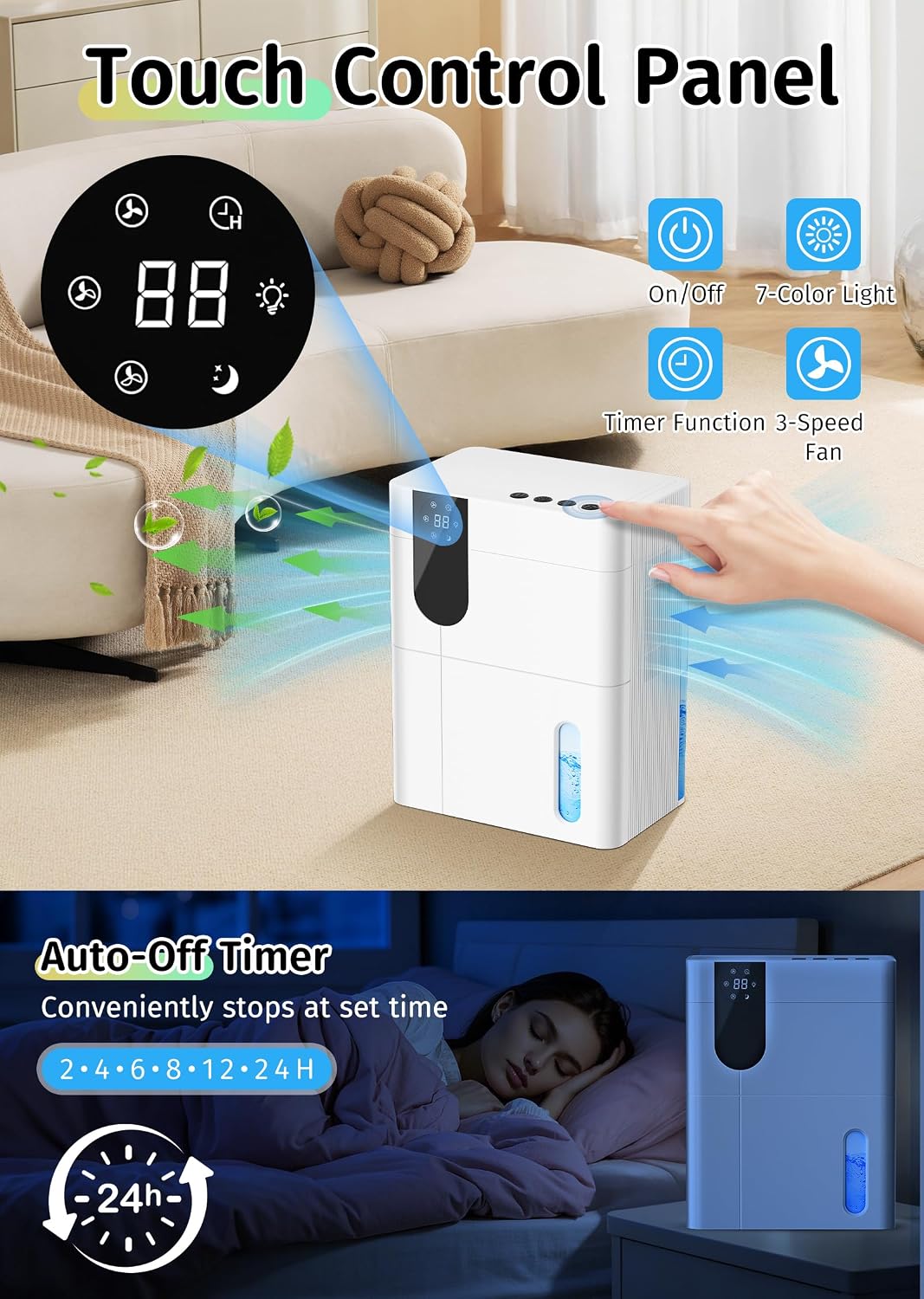Starfeel 152 OZ Quiet Dehumidifier for Home, 900 sq.ft, White, Heating 4.5L NEW