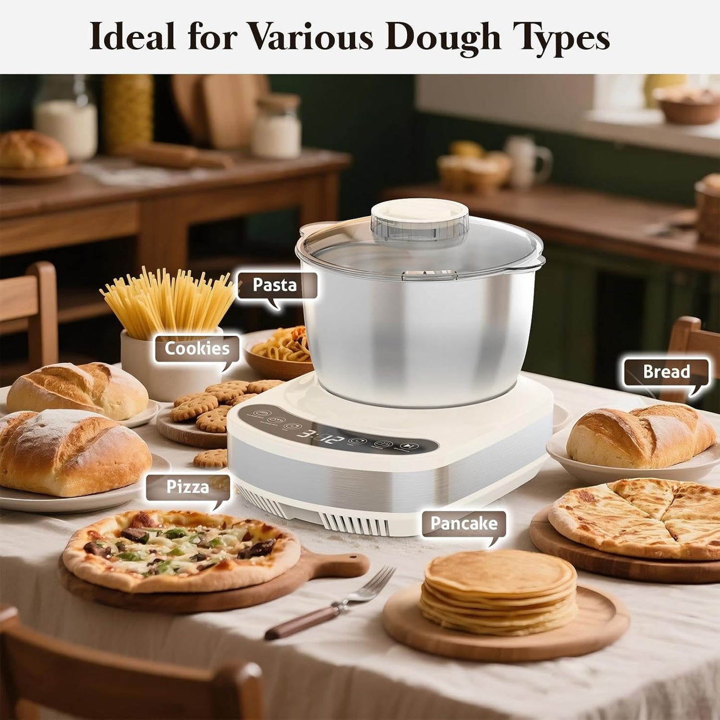 ADVWIN 7L Beige Stand Mixer with Kneading & Ferment Functions for Baking NEW