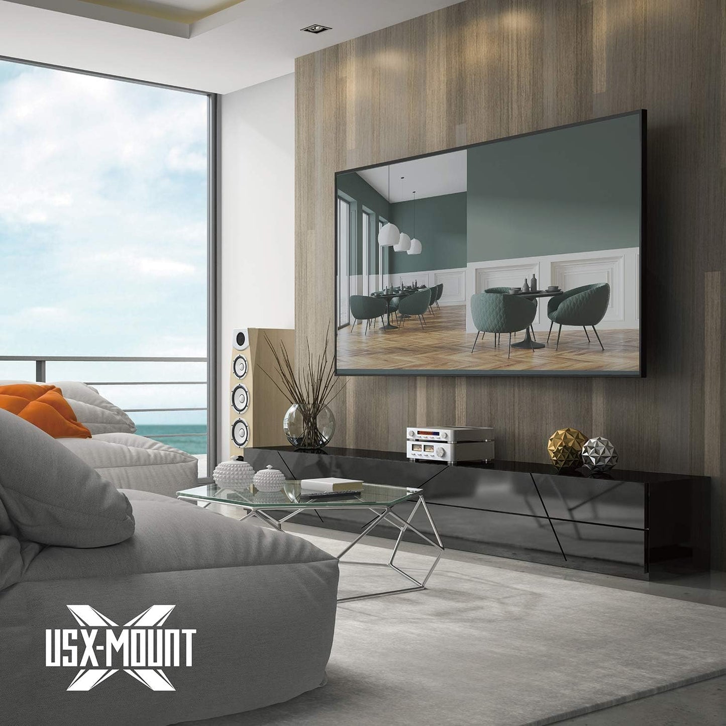 USX MOUNT Fixed TV Wall for 37-82 Inch TVs up to 132 Lbs, Black DEMO