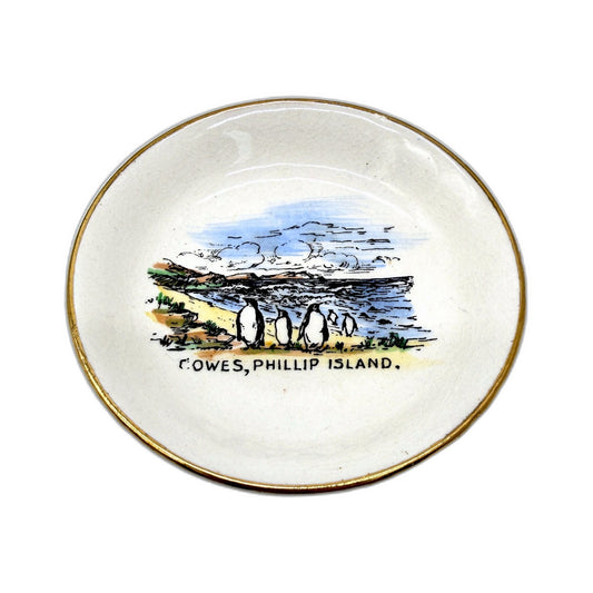 VINTAGE Sandland Ware Phillip Island Ceramic Off White Mini 8cm Trinket Dish 
