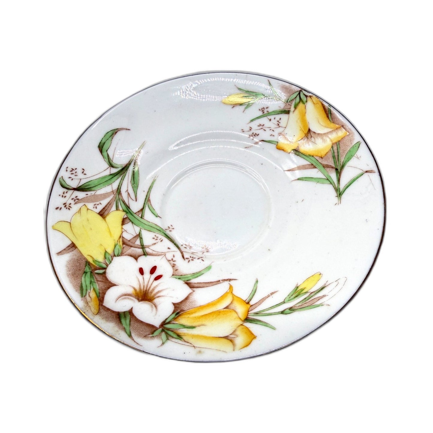 VINTAGE 4Piece Bell England Fine Bone China Saucer Set Floral White & Yellow