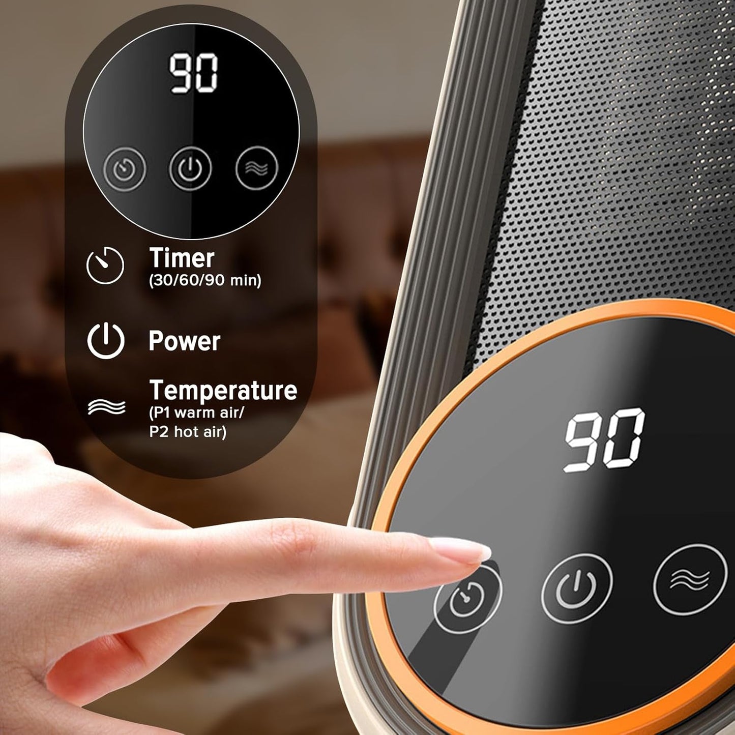 Yakiter 1200W PTC Ceramic Portable Space Heater with Timer Efficient DEMO