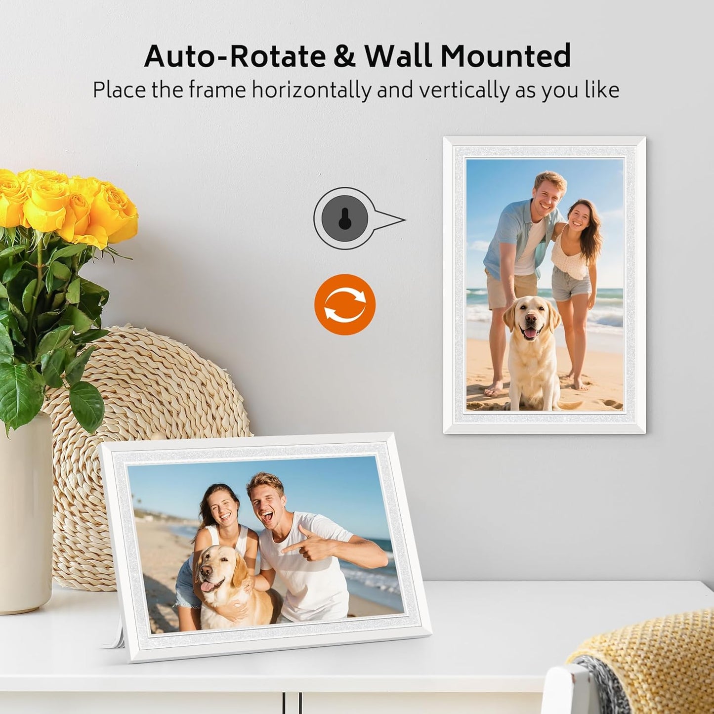 BIGASUO 10.1" Digital Picture Frame with 32GB Memory WiFi Electronic Photo DEMO