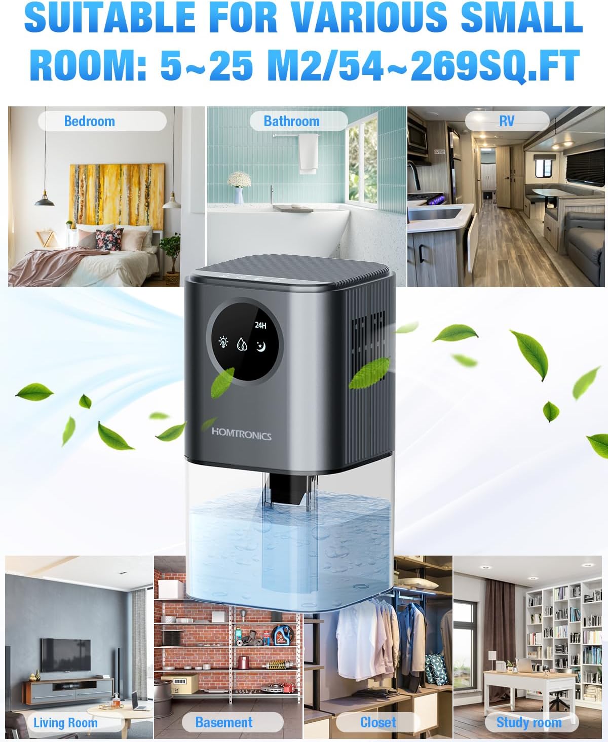 Homtronics 1700ml Dehumidifier with Timing Function for Home, Silver DEMO