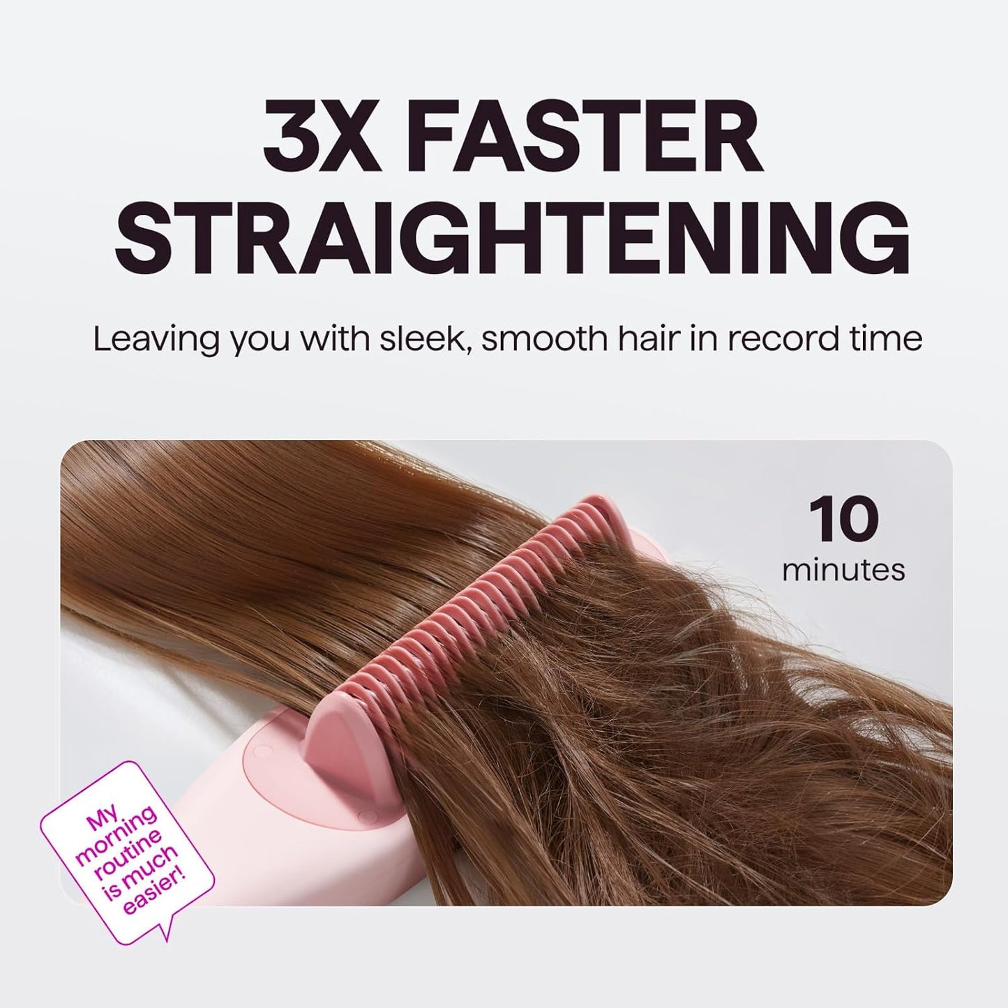 wavytalk Pro Ceramic Pink Steam Hair Straightener Brush for Smooth, Silky DEMO