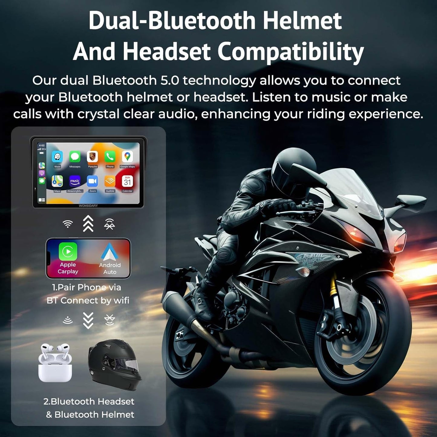 Wonsidary 7" Waterproof Smart GPS Navigation System for Motorcycle Car DEMO