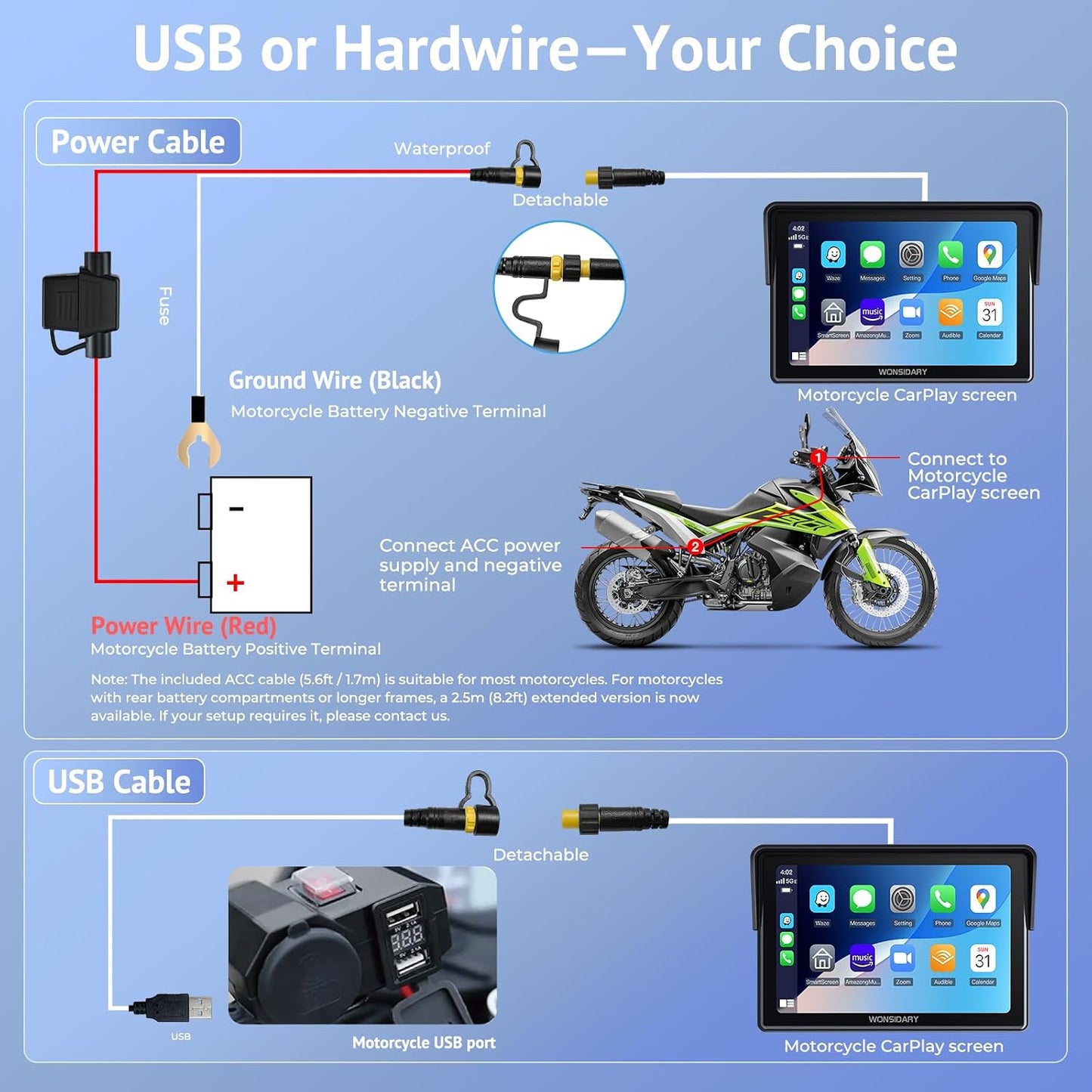Wonsidary 7" Waterproof Smart GPS Navigation System for Motorcycle Car DEMO