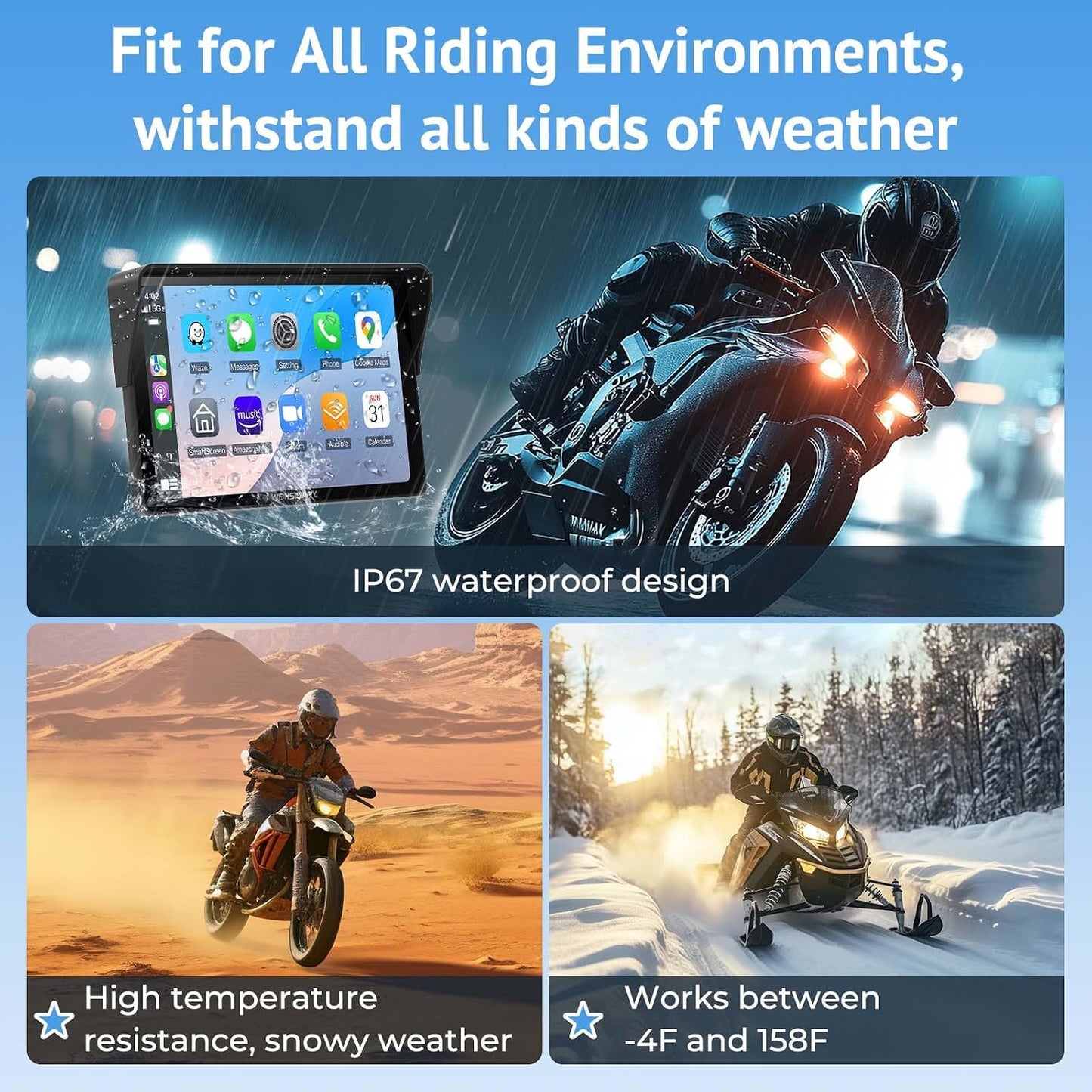 Wonsidary 7" Waterproof Smart GPS Navigation System for Motorcycle Car DEMO
