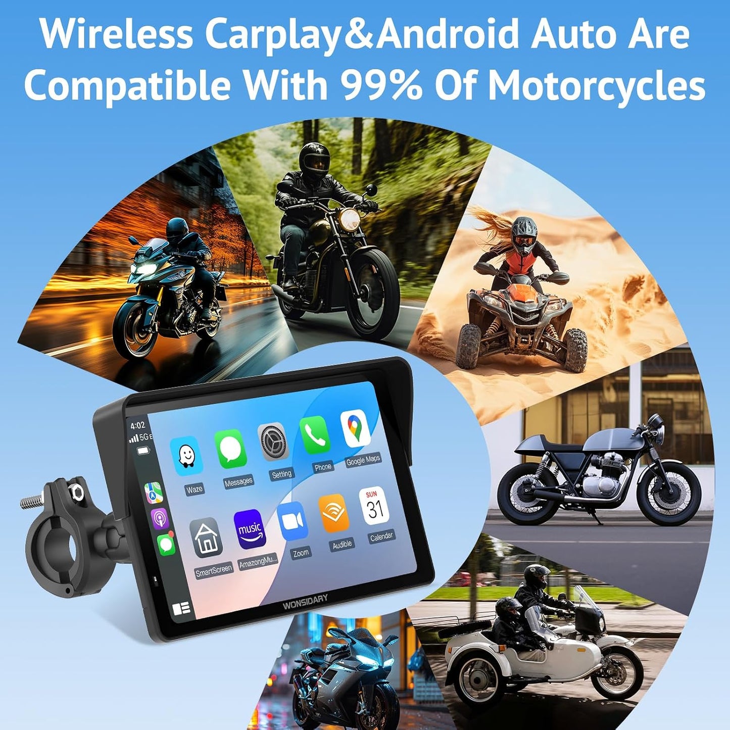 Wonsidary 7" Waterproof Smart GPS Navigation System for Motorcycle Car DEMO