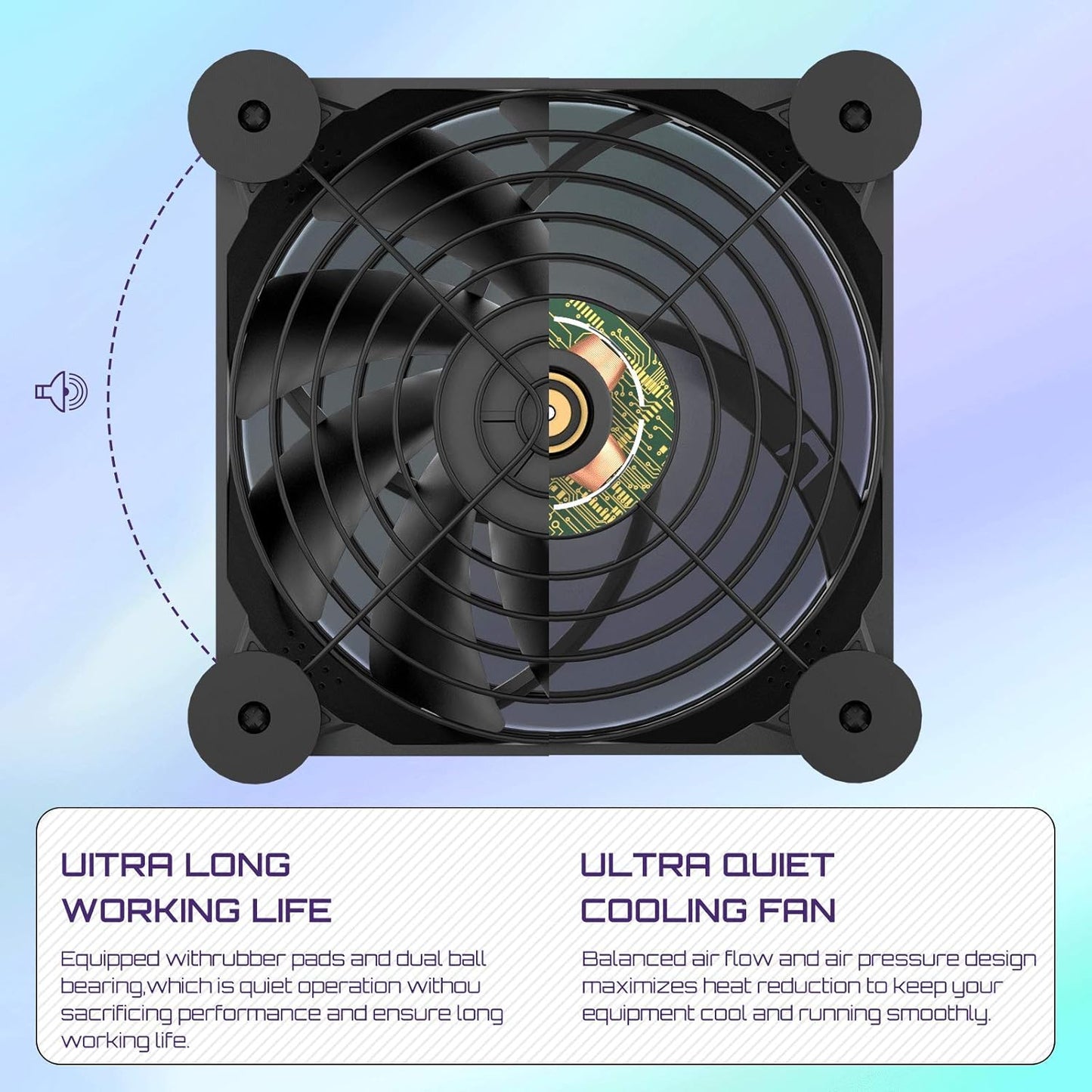 upHere Quiet USB Fans USB Powered Computer Cooling Fan with 3-Speed DEMO