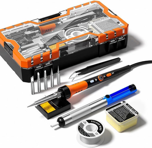 Carinlotte 60W Soldering Iron Kit with Ceramic Heater and 12-in-1 DEMO