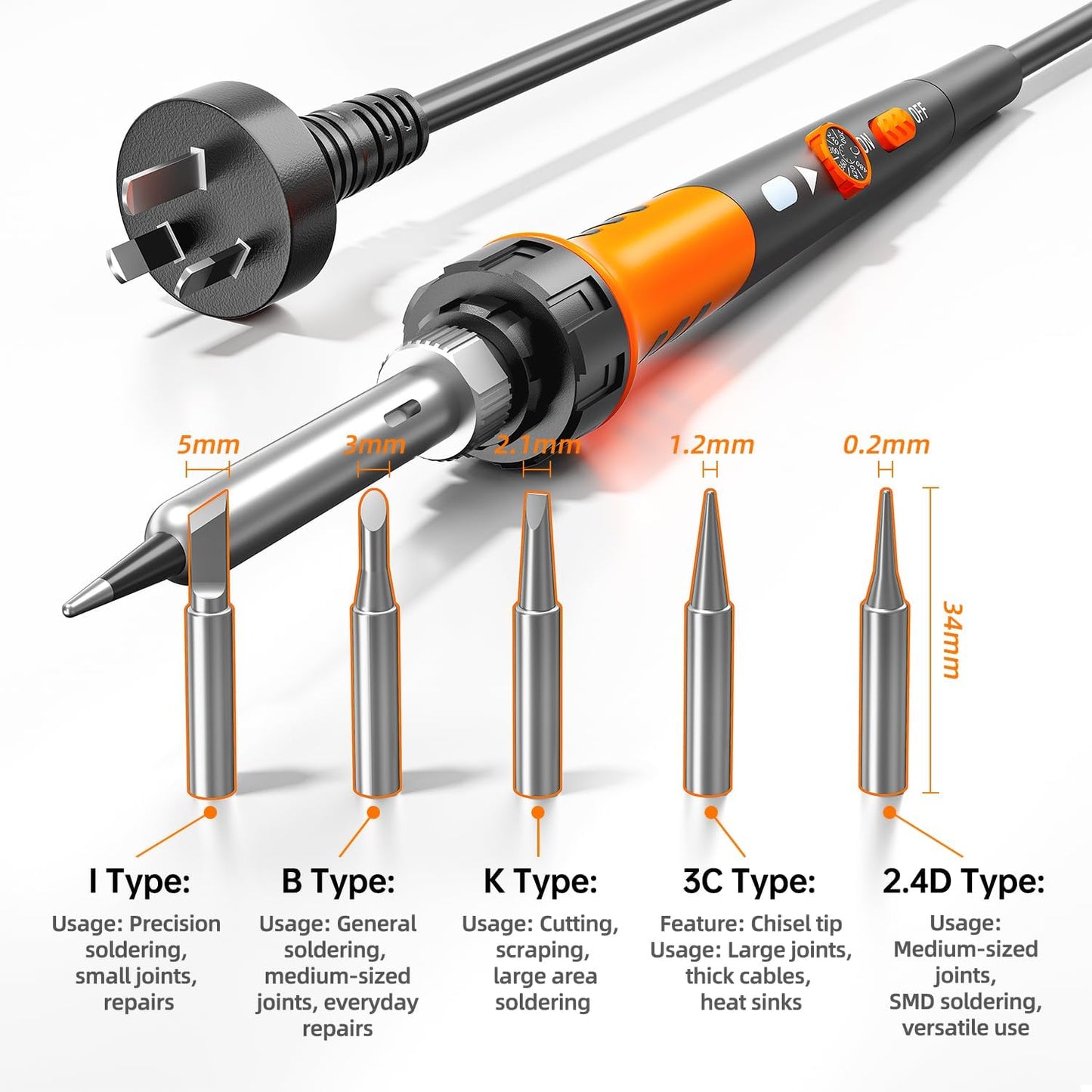Carinlotte 60W Soldering Iron Kit with Ceramic Heater and 12-in-1 DEMO