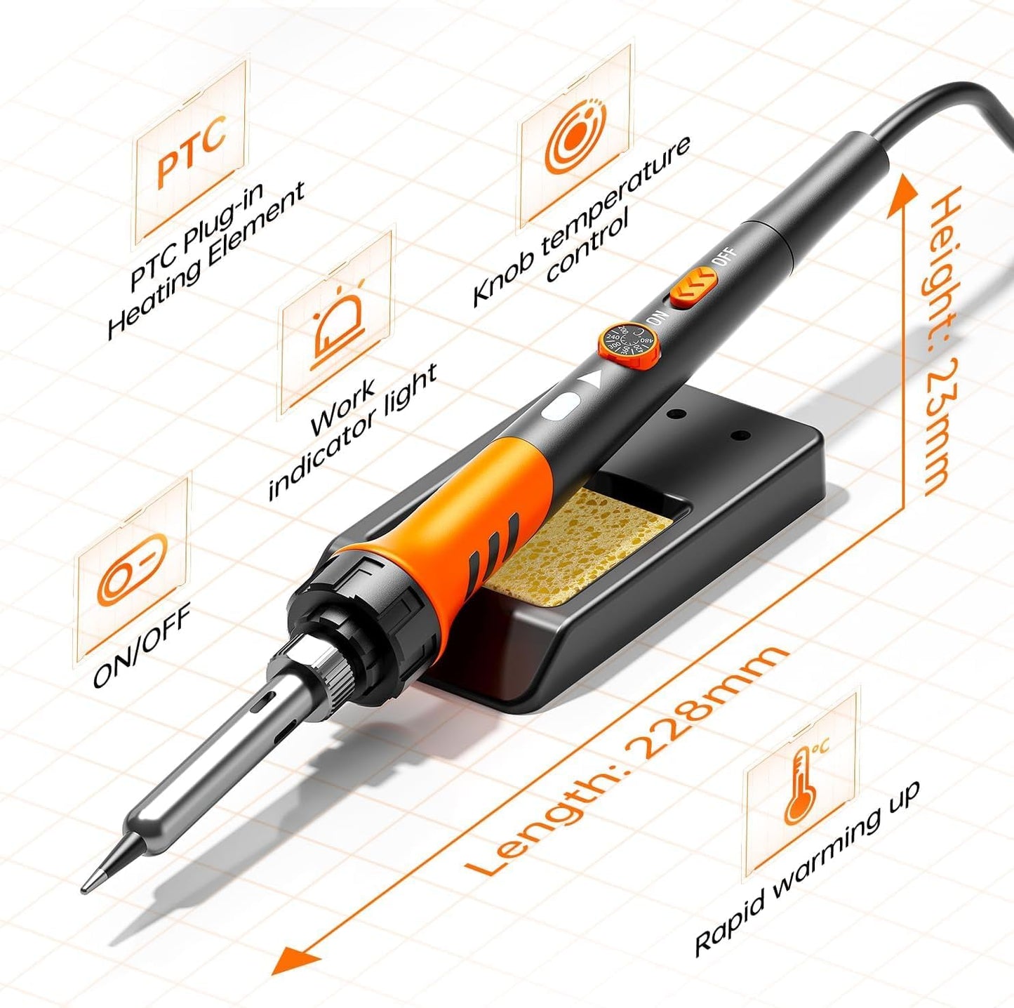 Carinlotte 60W Soldering Iron Kit with Ceramic Heater and 12-in-1 DEMO