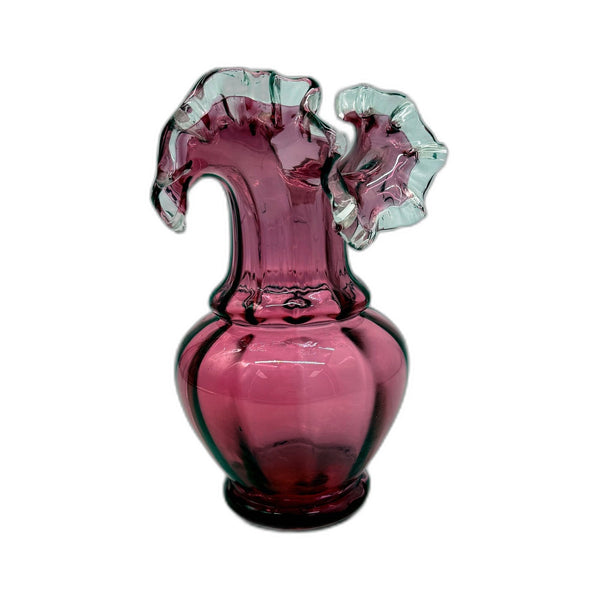 VINTAGE Decorative Pink Glass Scalloped Edge Flower Vase - Elegant Home Decor 