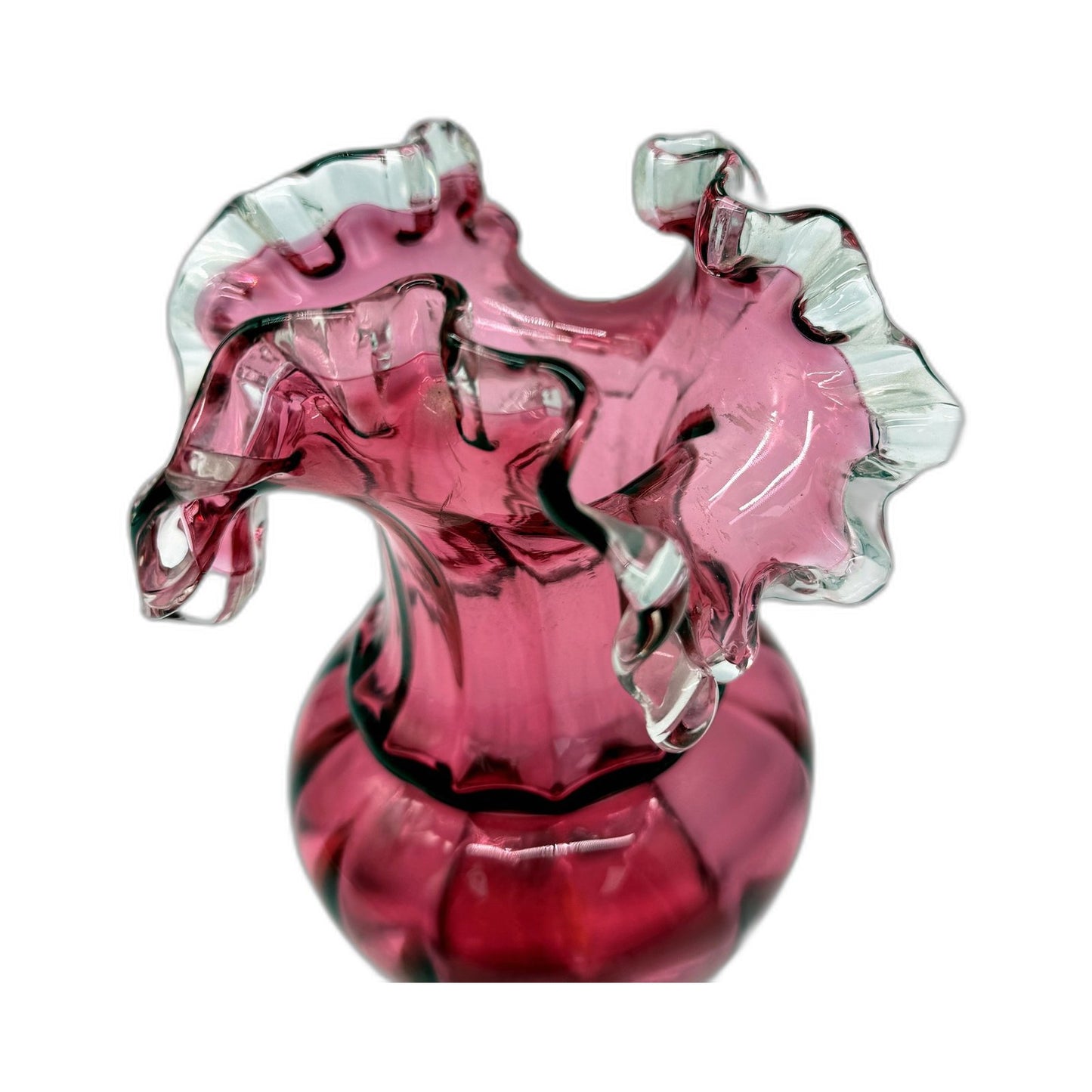 VINTAGE Decorative Pink Glass Scalloped Edge Flower Vase - Elegant Home Decor