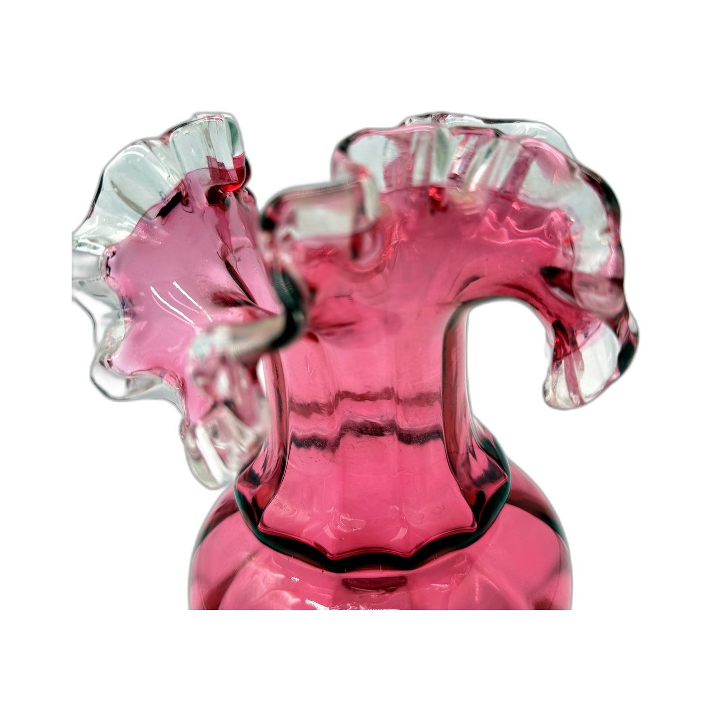 VINTAGE Decorative Pink Glass Scalloped Edge Flower Vase - Elegant Home Decor