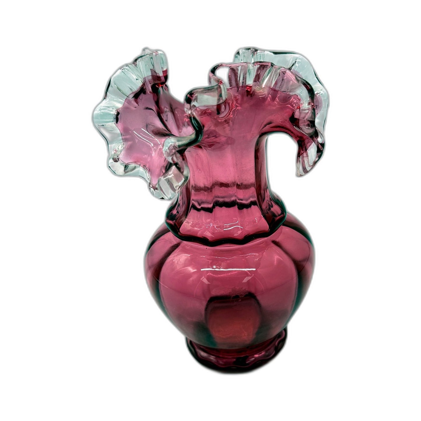 VINTAGE Decorative Pink Glass Scalloped Edge Flower Vase - Elegant Home Decor
