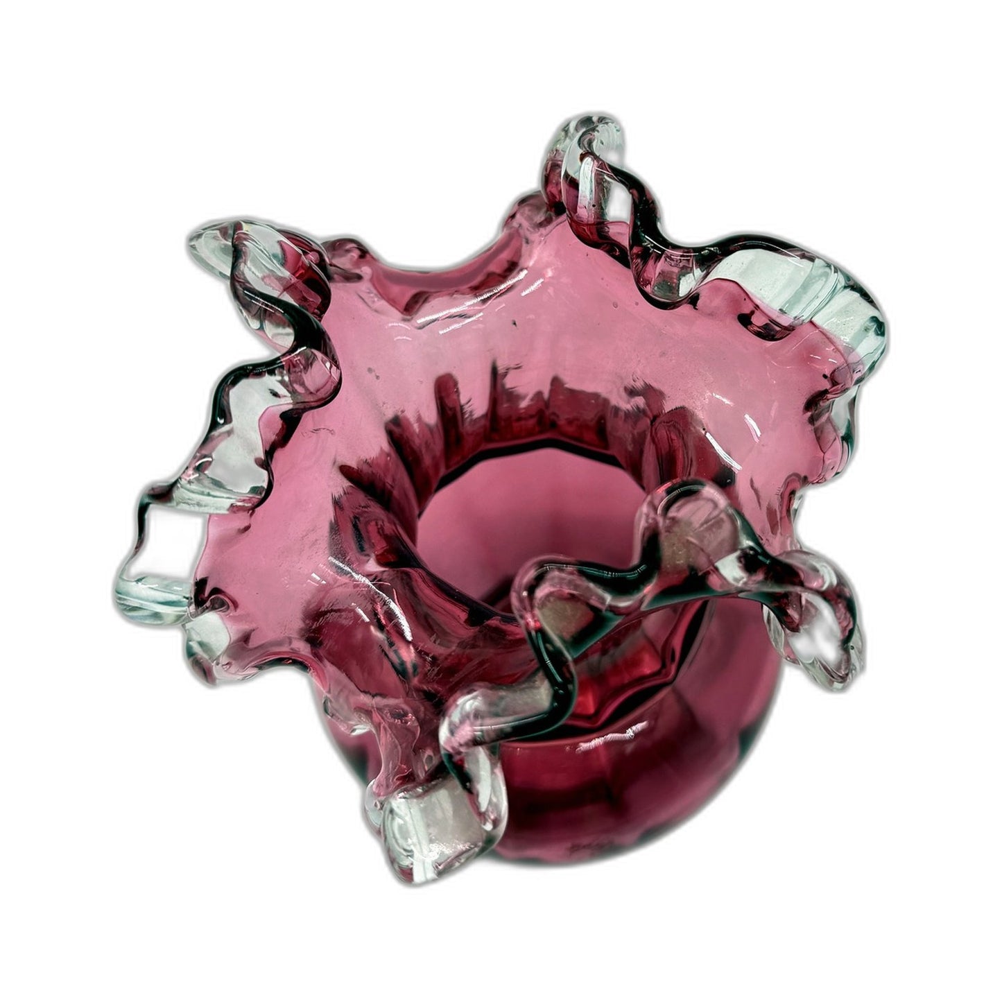 VINTAGE Decorative Pink Glass Scalloped Edge Flower Vase - Elegant Home Decor