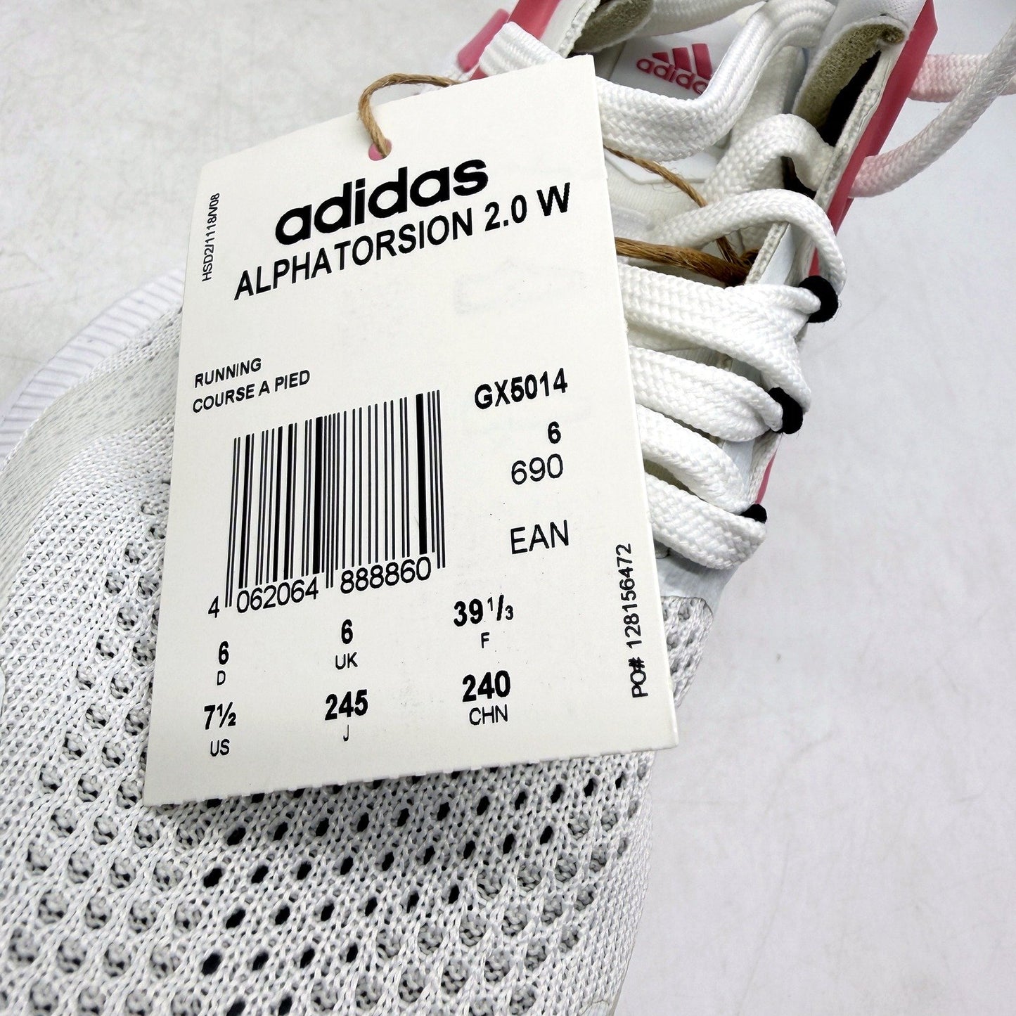 adidas Womens Alphatorsion 2.0 Running Shoes in White and Pink, Size US 7.5 DEMO