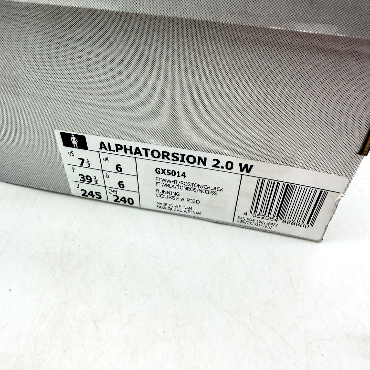 adidas Womens Alphatorsion 2.0 Running Shoes in White and Pink, Size US 7.5 DEMO
