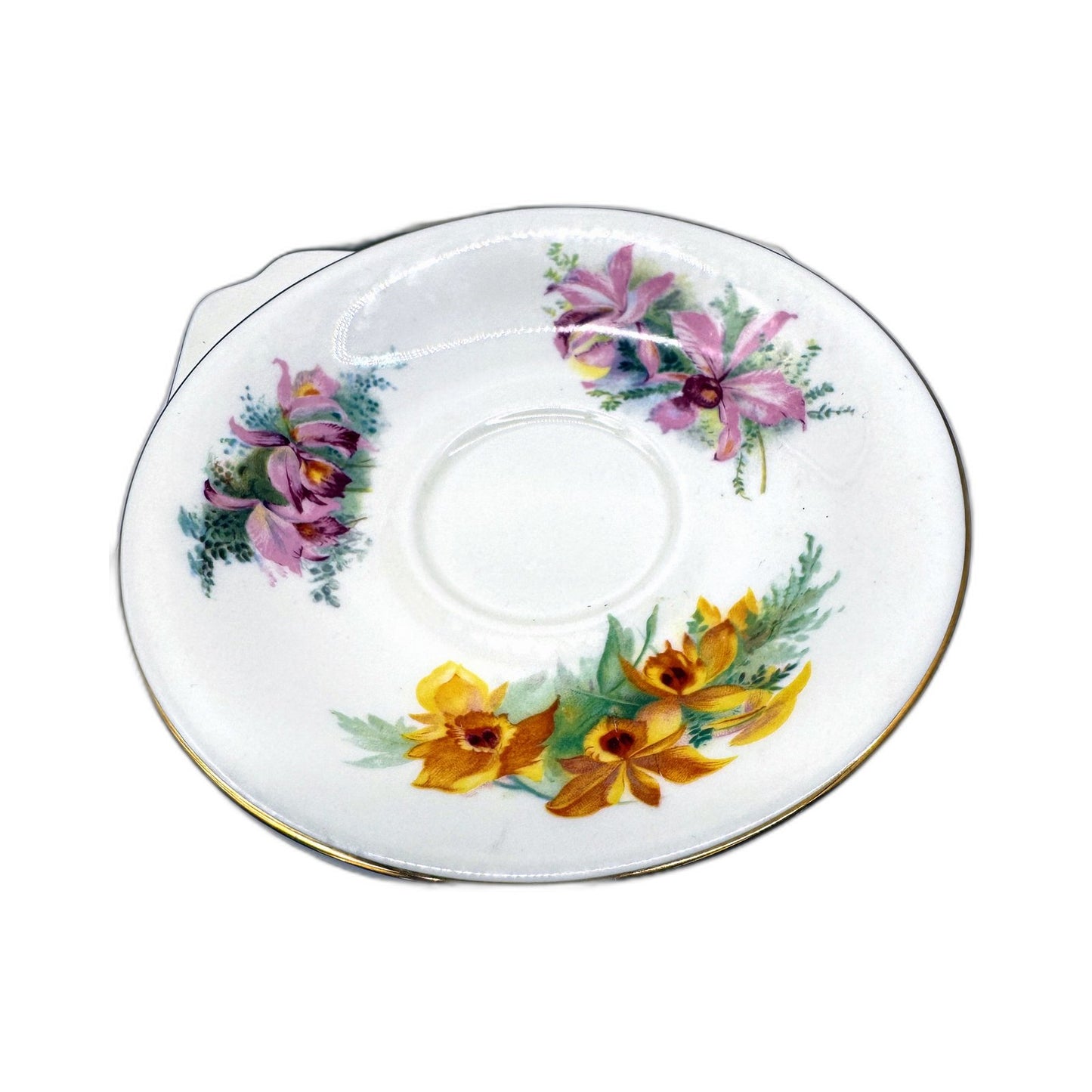 VINTAGE Royal Doulton Orchid Porcelain Saucer Set 10 Pieces Multi Color Floral