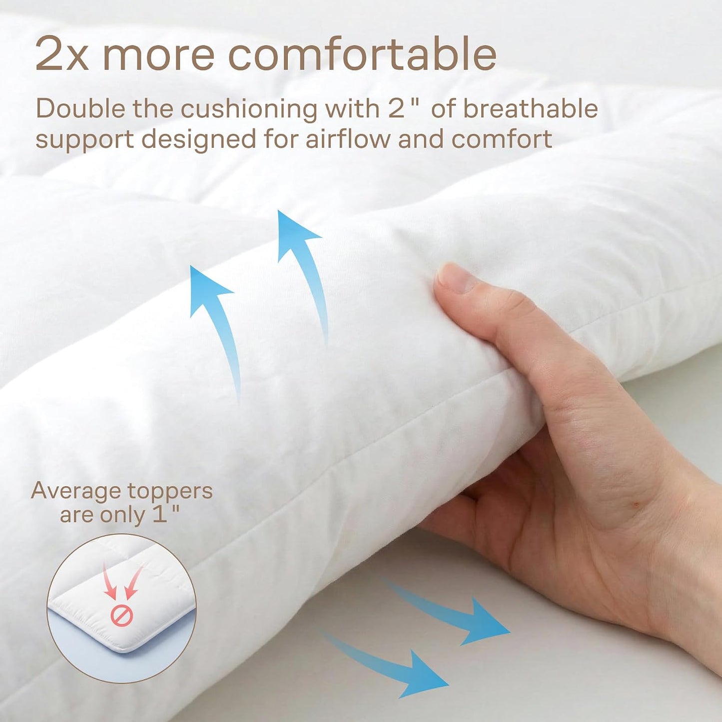 Niagara Sleep Solution Ultra Soft Microfiber Mattress Topper TWIN Size White NEW