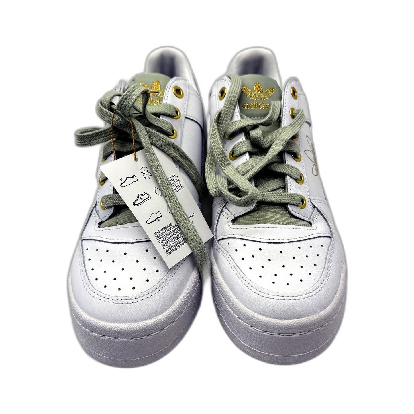 adidas Womens Forum Bold Platform Sneakers in White and Olive Green US 7.5 NEW