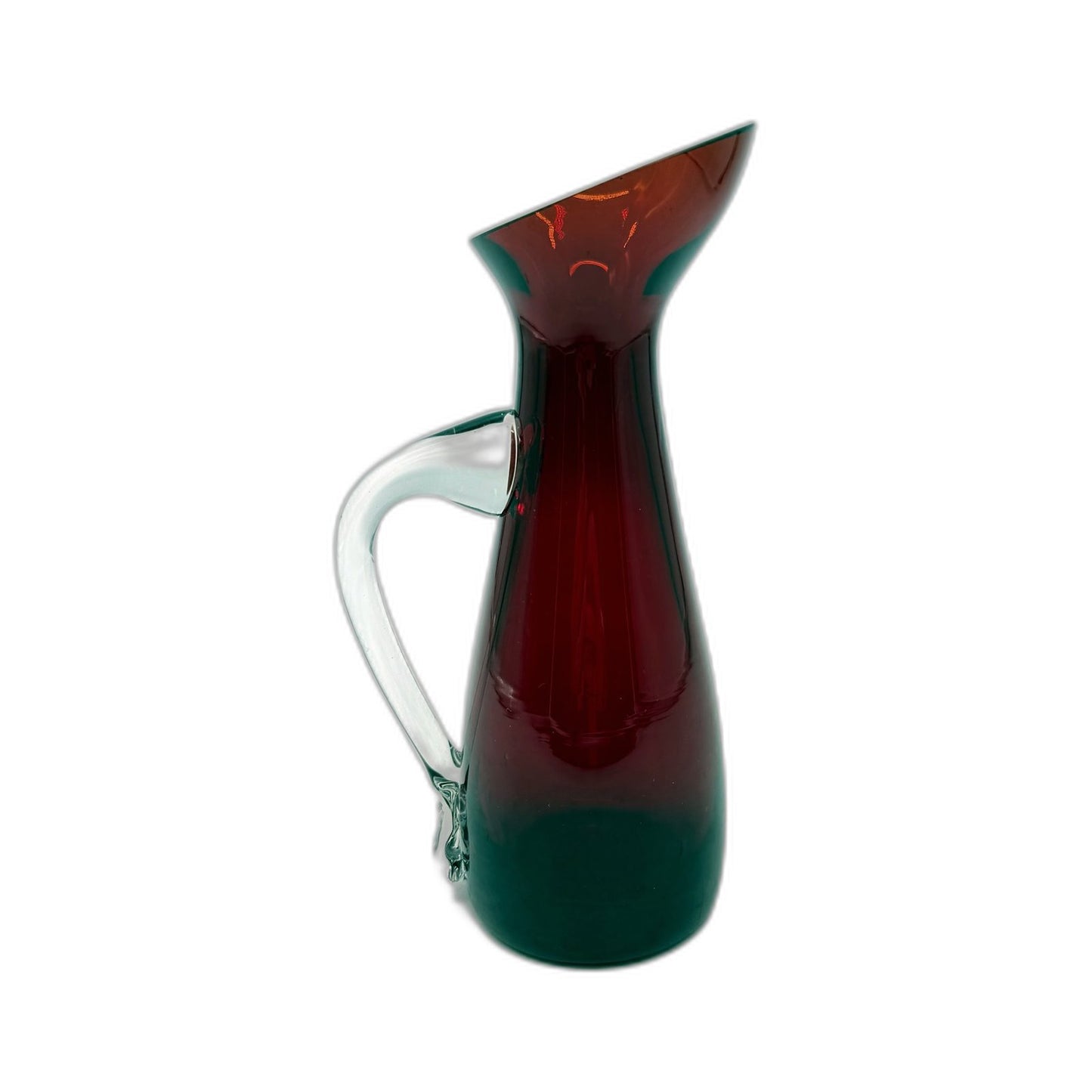 VINTAGE Red Handblown Glass Small Pitcher Decorative Heirloom Glassware