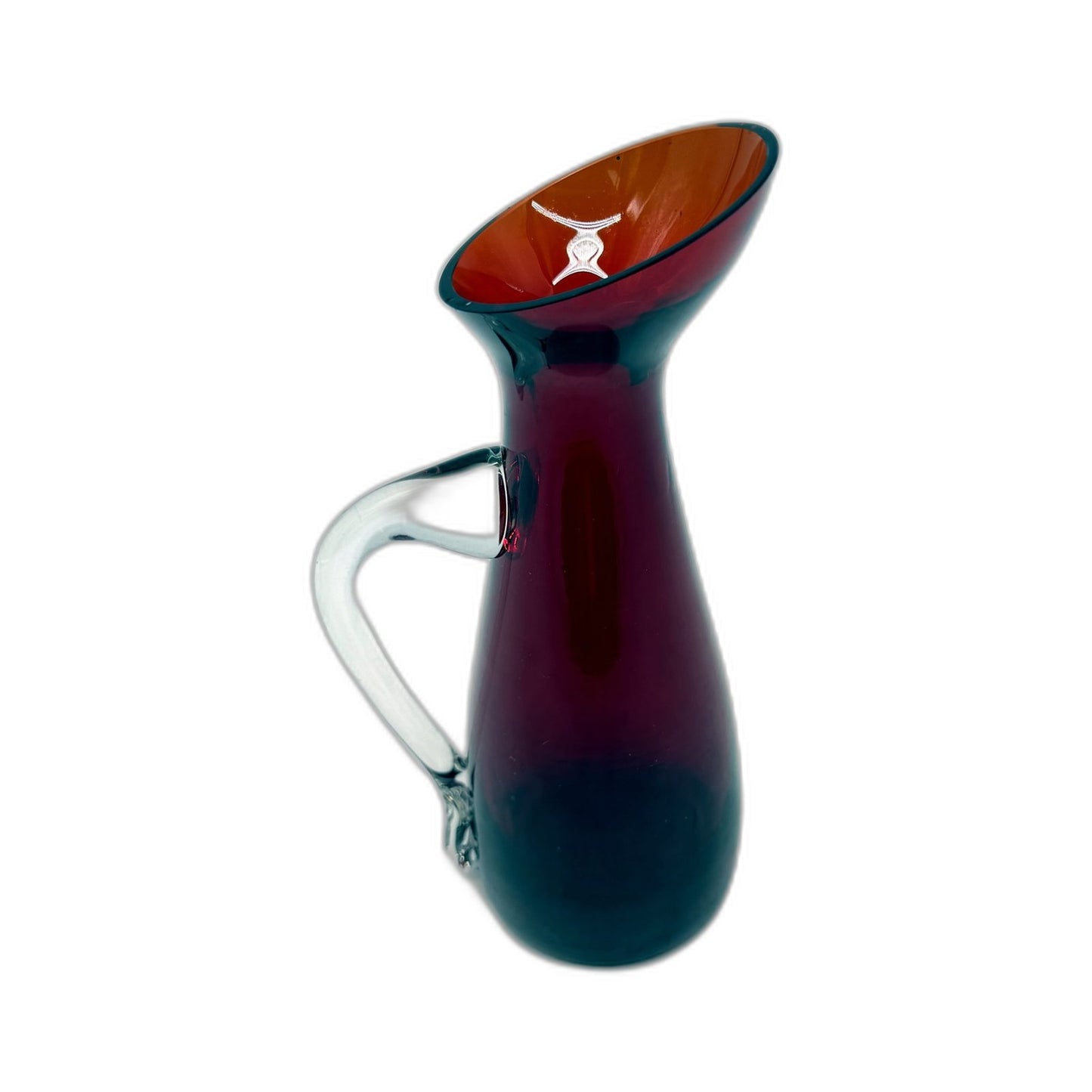 VINTAGE Red Handblown Glass Small Pitcher Decorative Heirloom Glassware