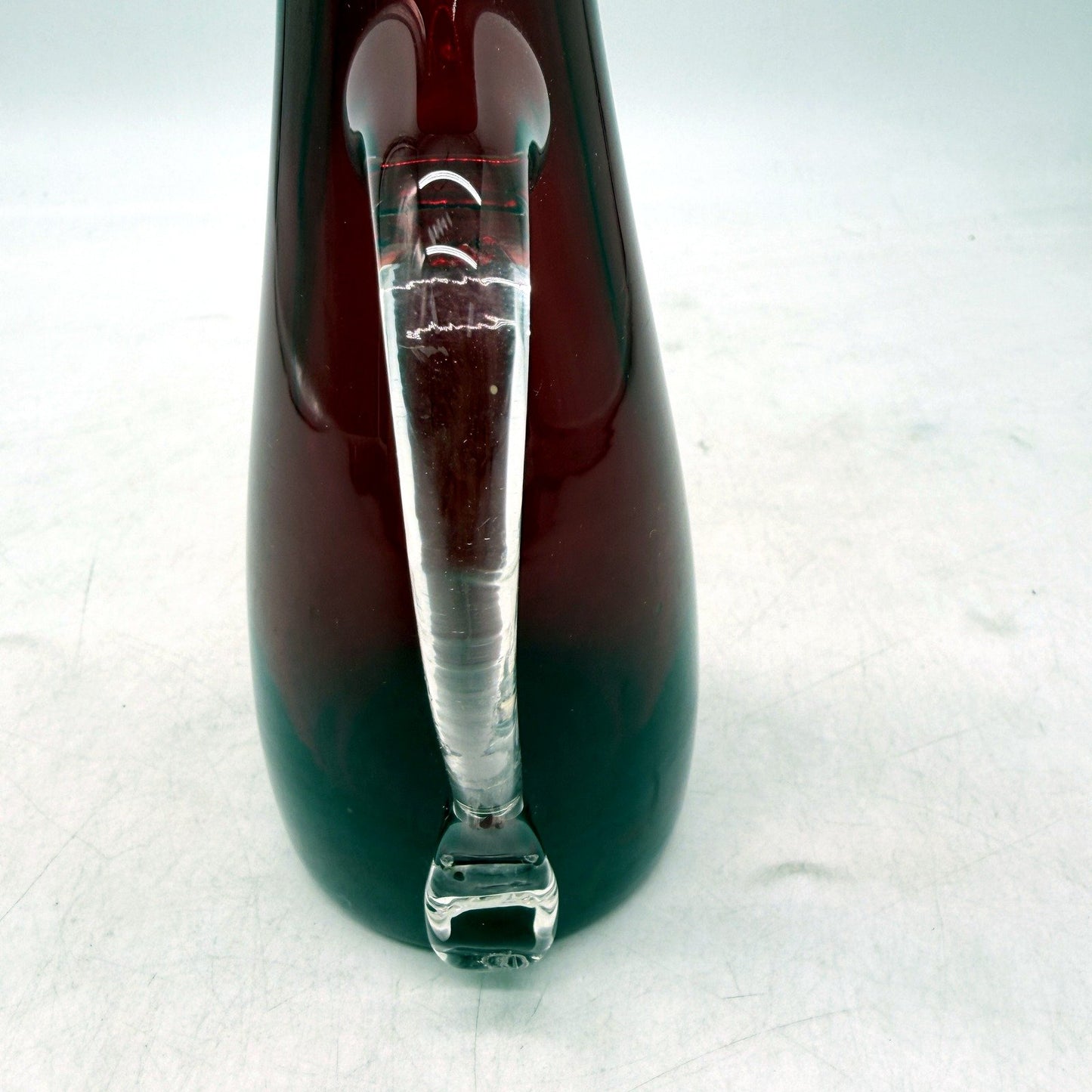 VINTAGE Red Handblown Glass Small Pitcher Decorative Heirloom Glassware