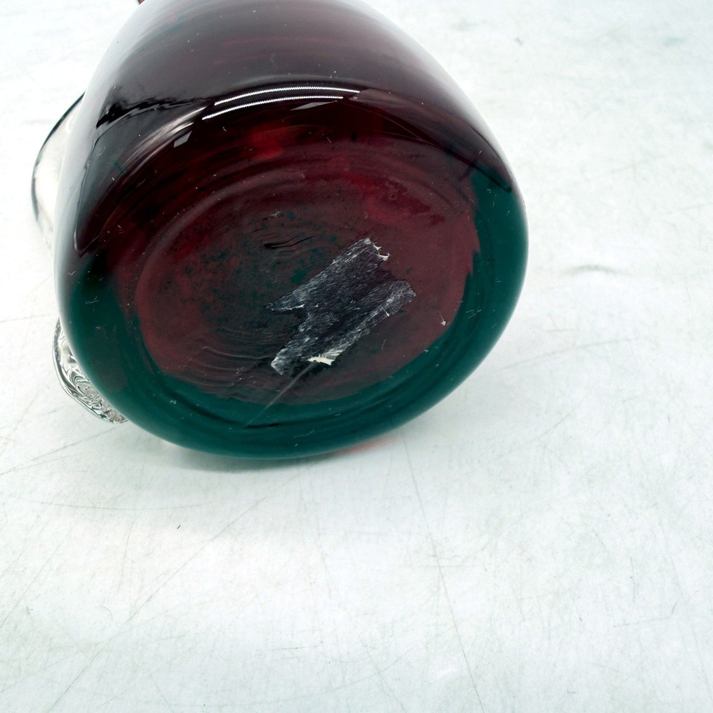 VINTAGE Red Handblown Glass Small Pitcher Decorative Heirloom Glassware