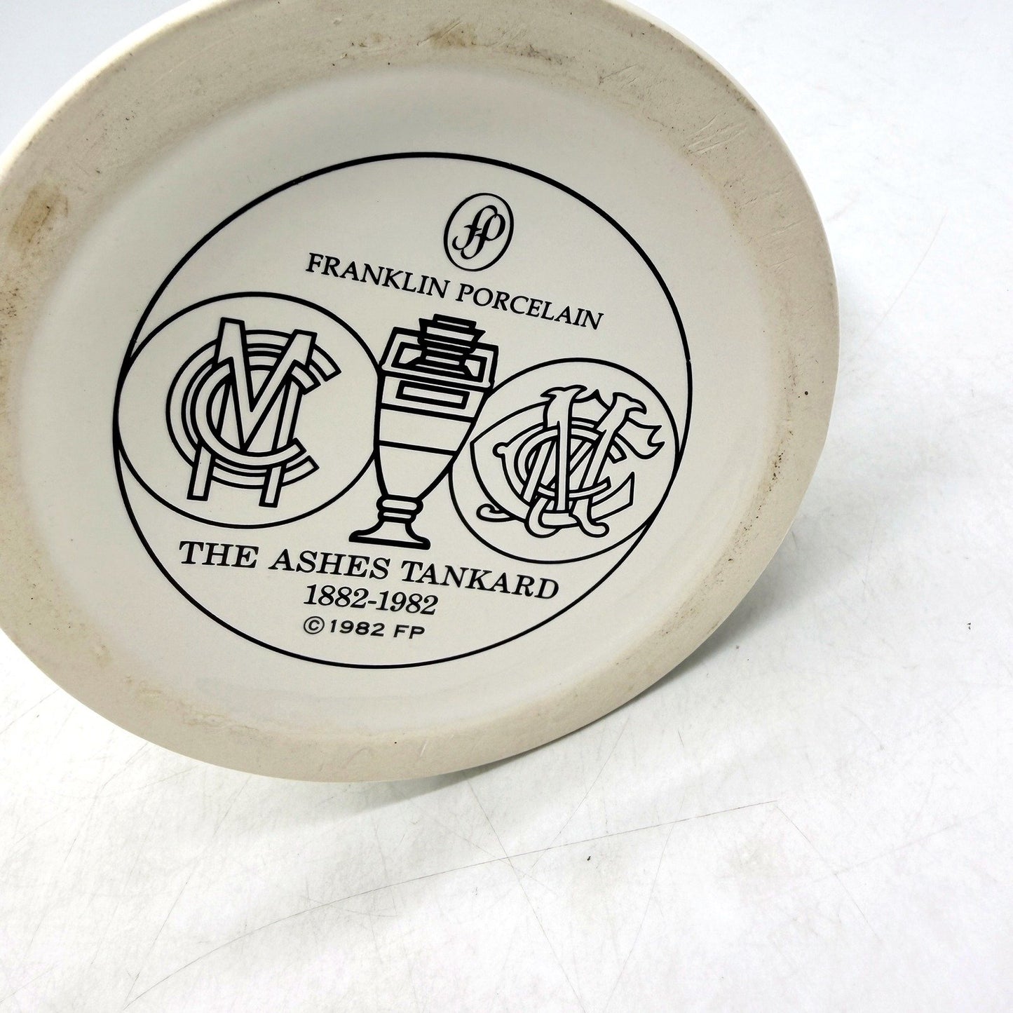 VINTAGE Franklin Porcelain Ashes Centenary Commemorative Tankard & Certificate