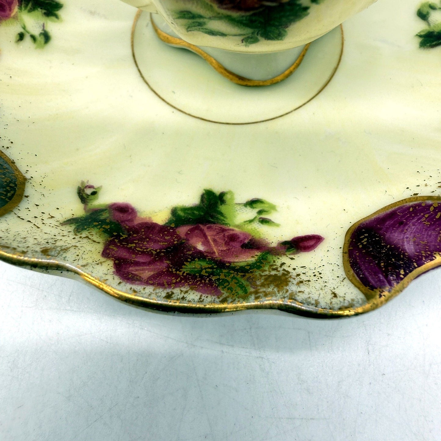 VINTAGE NBS Japan Cream Floral Porcelain Mini Teacups and Saucer Set