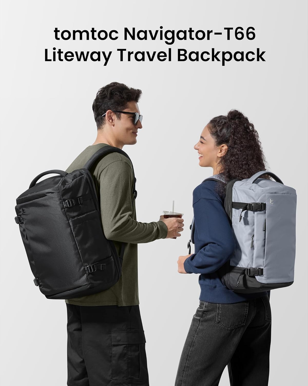 tomtoc 28L Light Grey Travel Backpack, Carry-On Luggage, TSA Friendly NEW