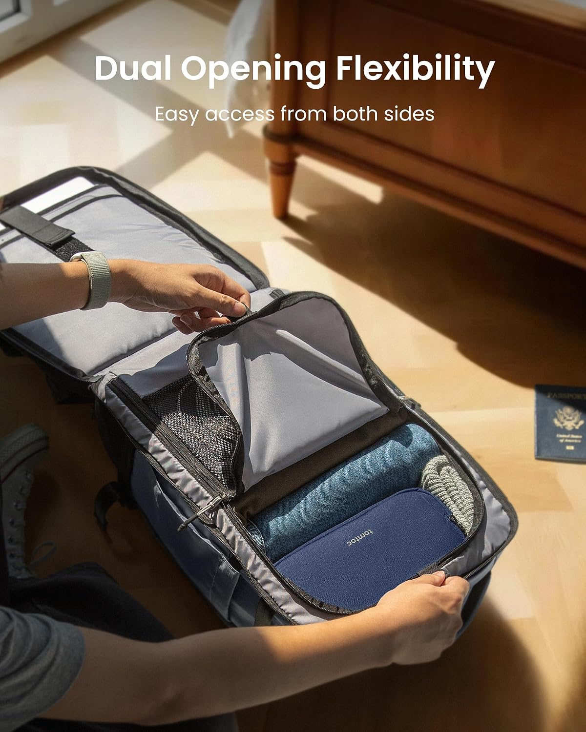 tomtoc 28L Light Grey Travel Backpack, Carry-On Luggage, TSA Friendly NEW