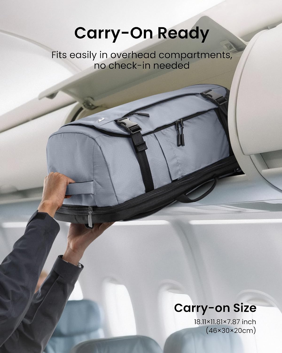 tomtoc 28L Light Grey Travel Backpack, Carry-On Luggage, TSA Friendly NEW