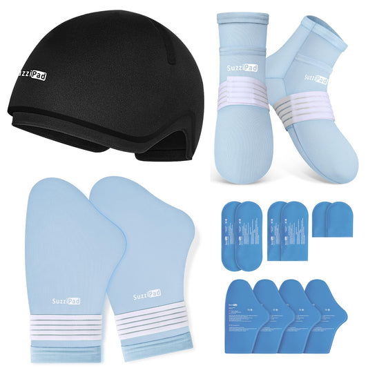 SUZZIPAD Cold Therapy Socks and Hand Ice Pack for Pain Relief Blue Size L NEW