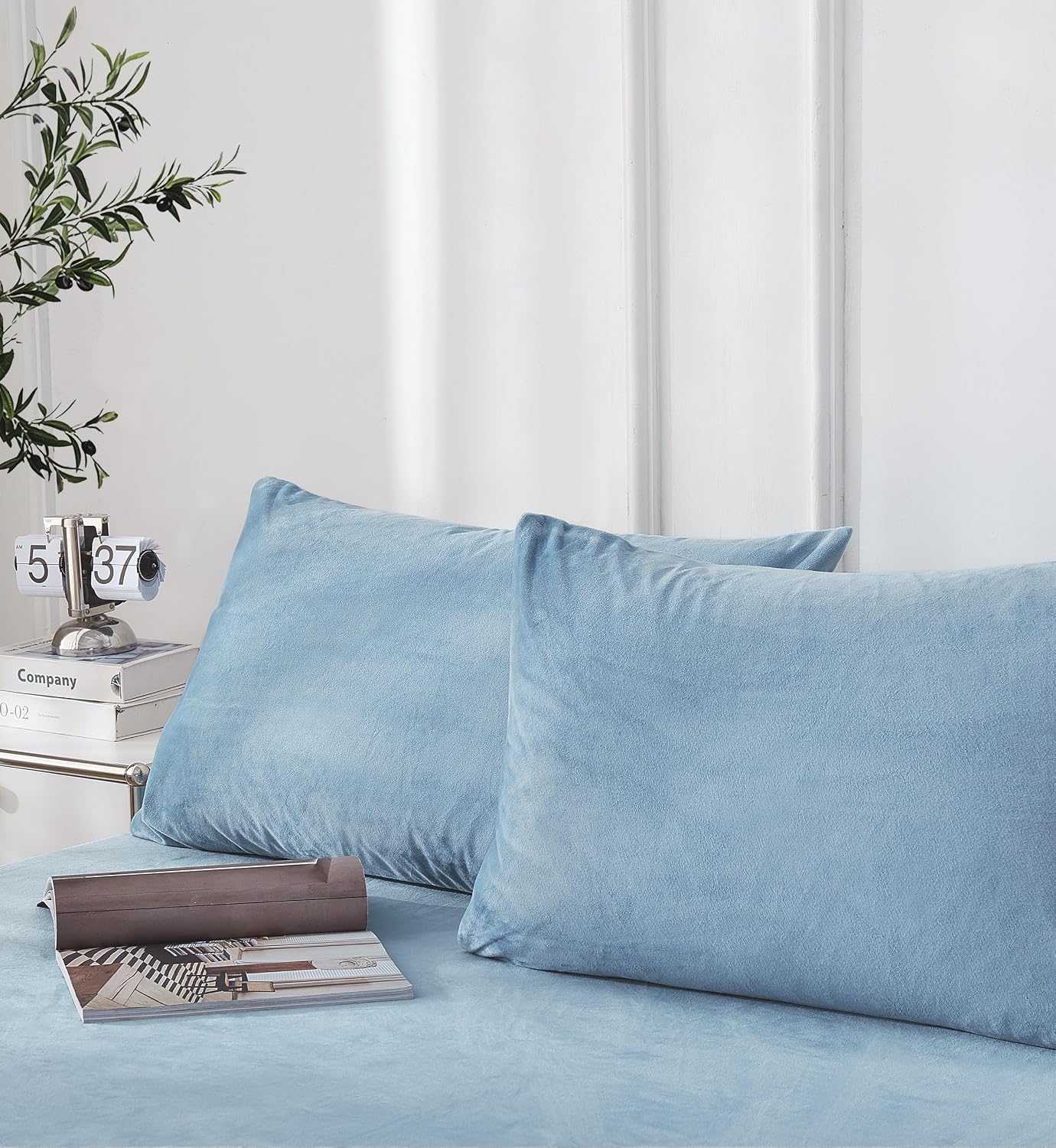 Mullum Flannel Fitted Sheet Set Soft & Cozy Vlevet Feel, Blue QUEEN Bed NEW