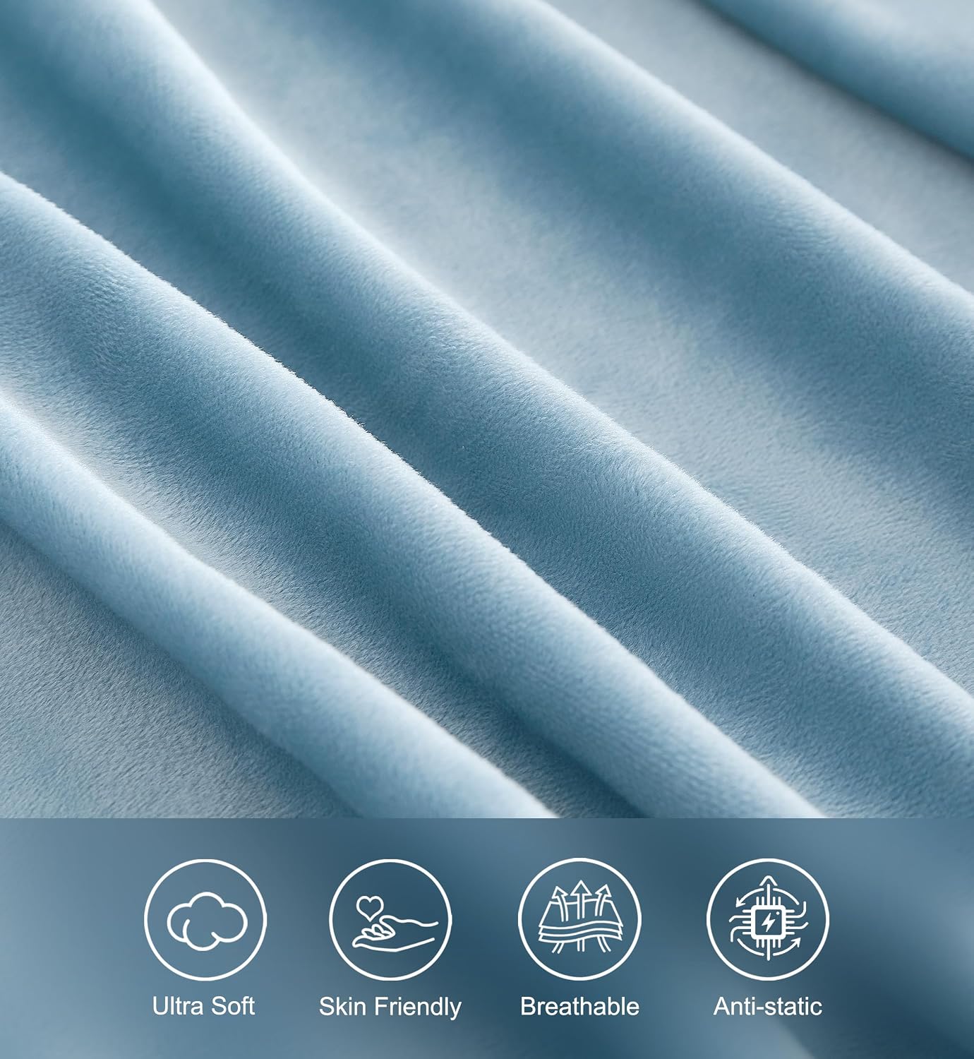 Mullum Flannel Fitted Sheet Set Soft & Cozy Vlevet Feel, Blue QUEEN Bed NEW