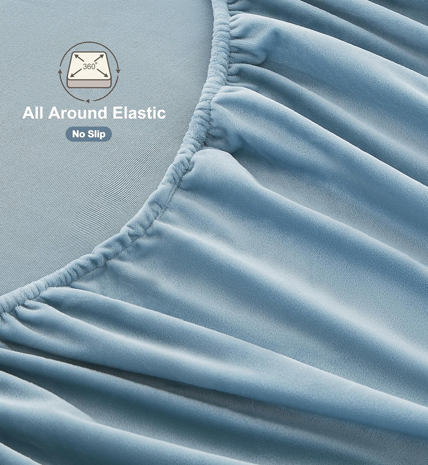 Mullum Flannel Fitted Sheet Set Soft & Cozy Vlevet Feel, Blue QUEEN Bed NEW