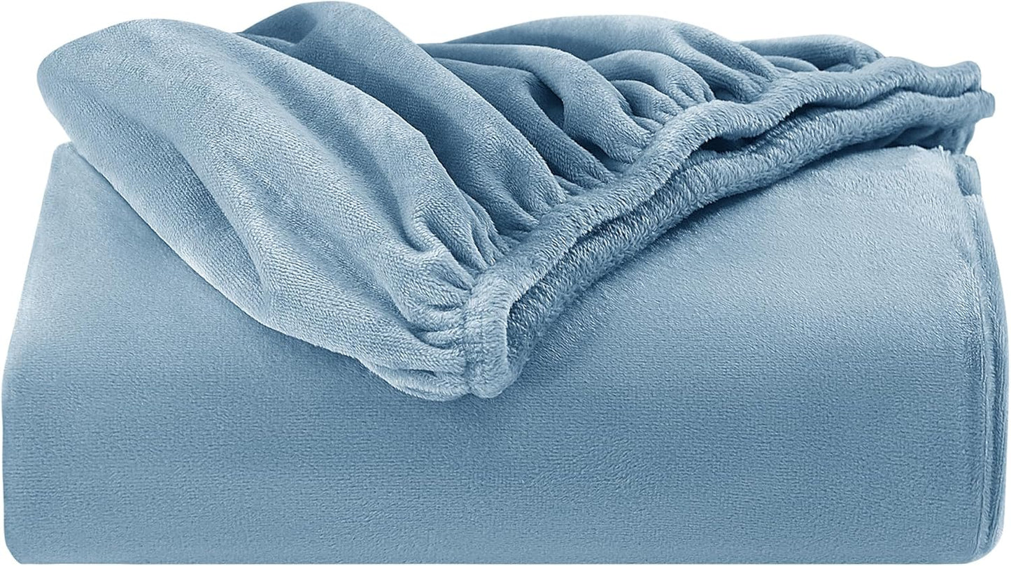 Mullum Flannel Fitted Sheet Set Soft & Cozy Vlevet Feel, Blue QUEEN Bed NEW