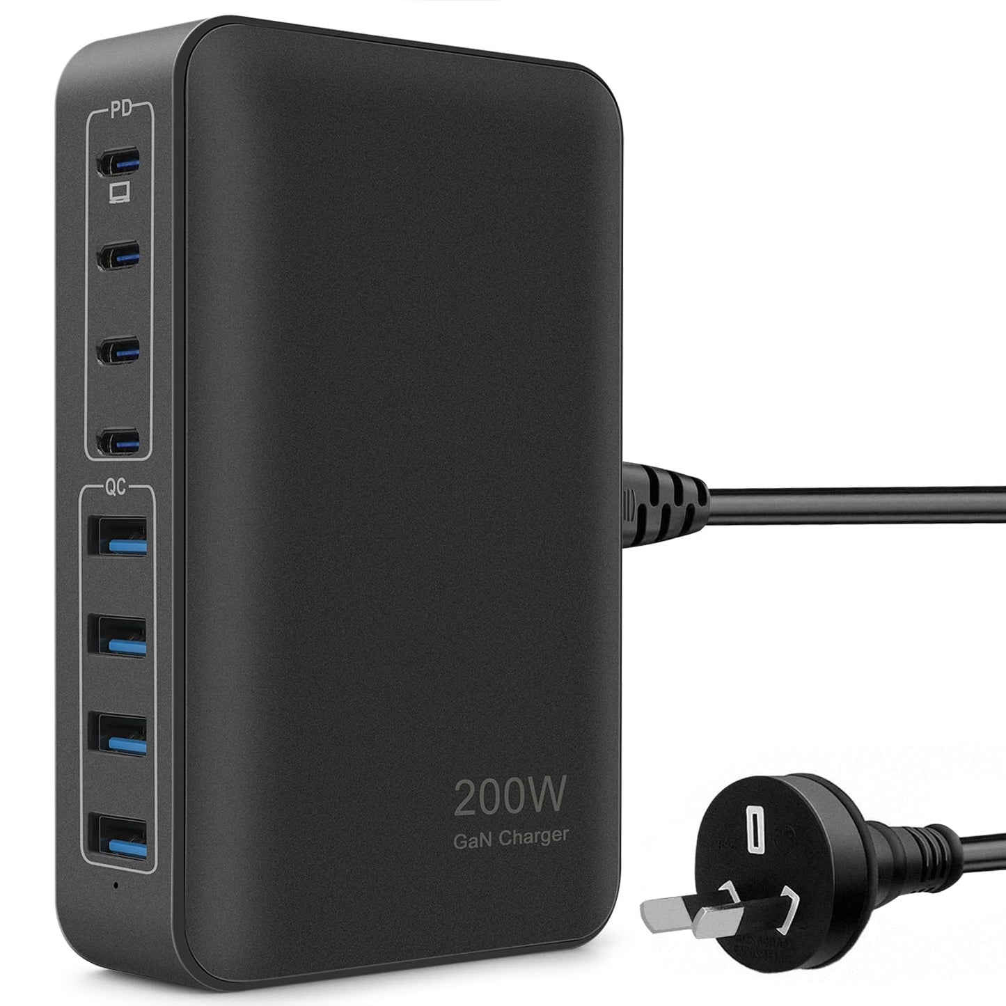 Roccar 8-Port Mains Chargers Fast USB-C Charging Station 200W GaN Wall NEW