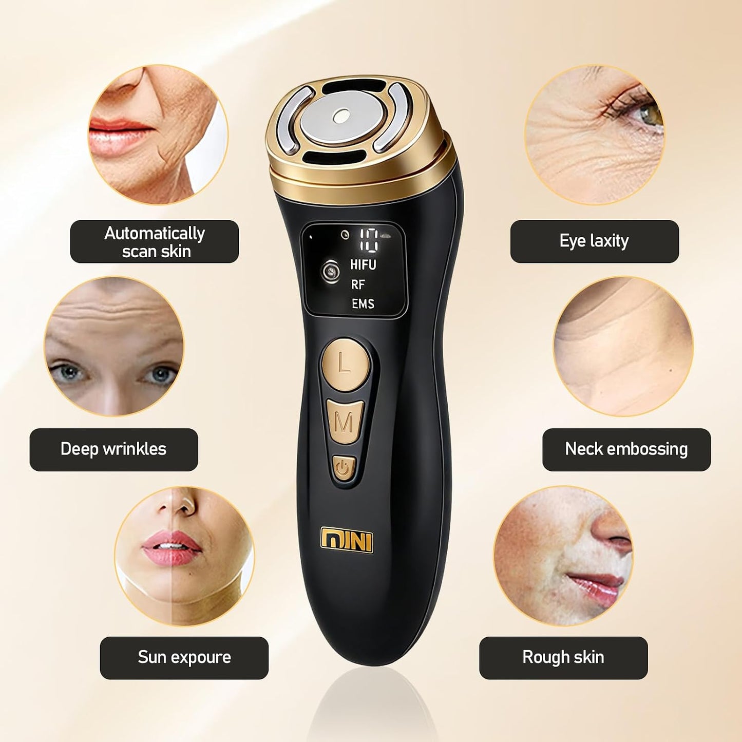 Bouzaak 3-in-1 Facial Wrinkle & Anti-Aging Device with HIFU, RF, and EMS DEMO