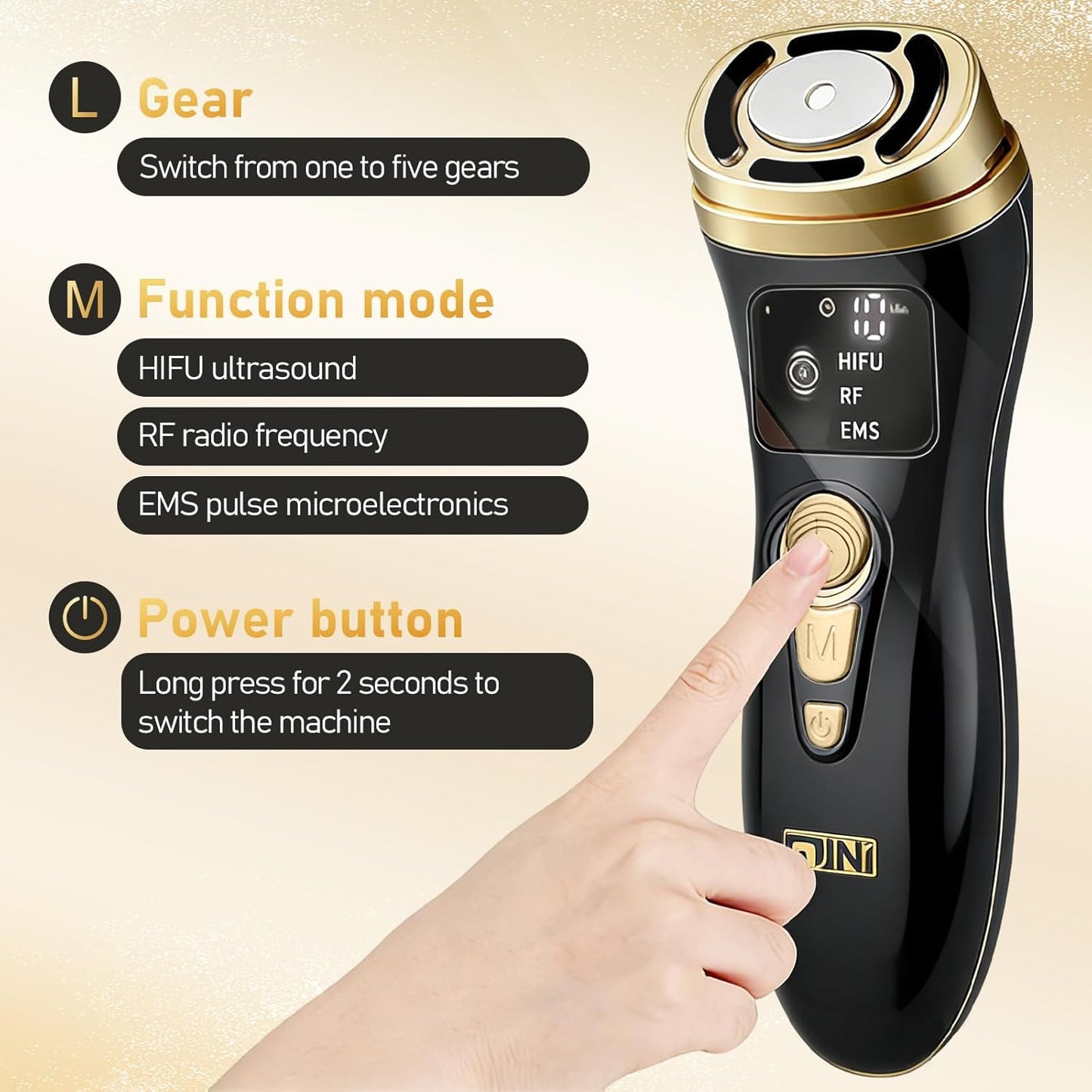 Bouzaak 3-in-1 Facial Wrinkle & Anti-Aging Device with HIFU, RF, and EMS DEMO