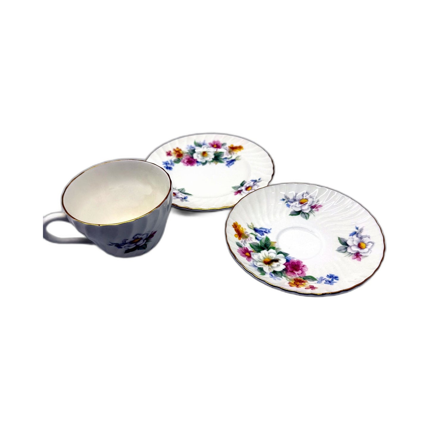 VINTAGE Crown Staffordshire England Fine Bone China Tea Cup & Saucer Set White