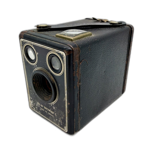 VINTAGE Kodak London Six-20 Brownie Model C Antique Black Camera Box