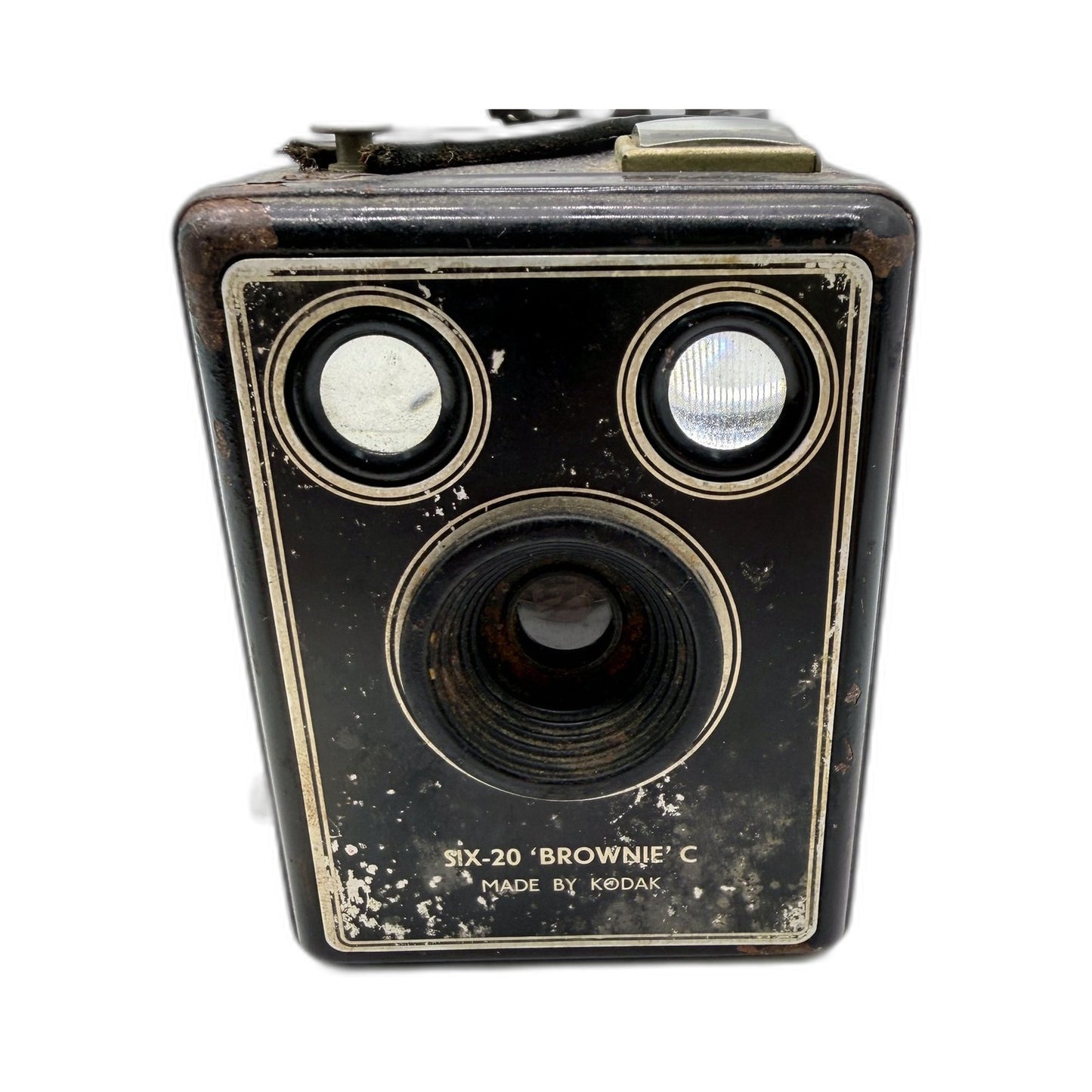 VINTAGE Kodak London Six-20 Brownie Model C Antique Black Camera Box