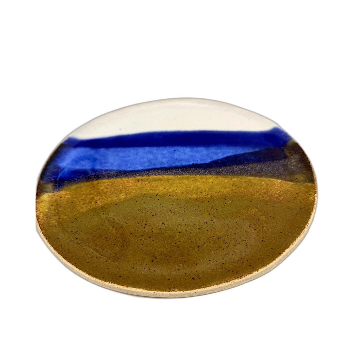 Handcrafted Muck Around Clay Ceramic Plate Handmade Landscape Design 2 Pack